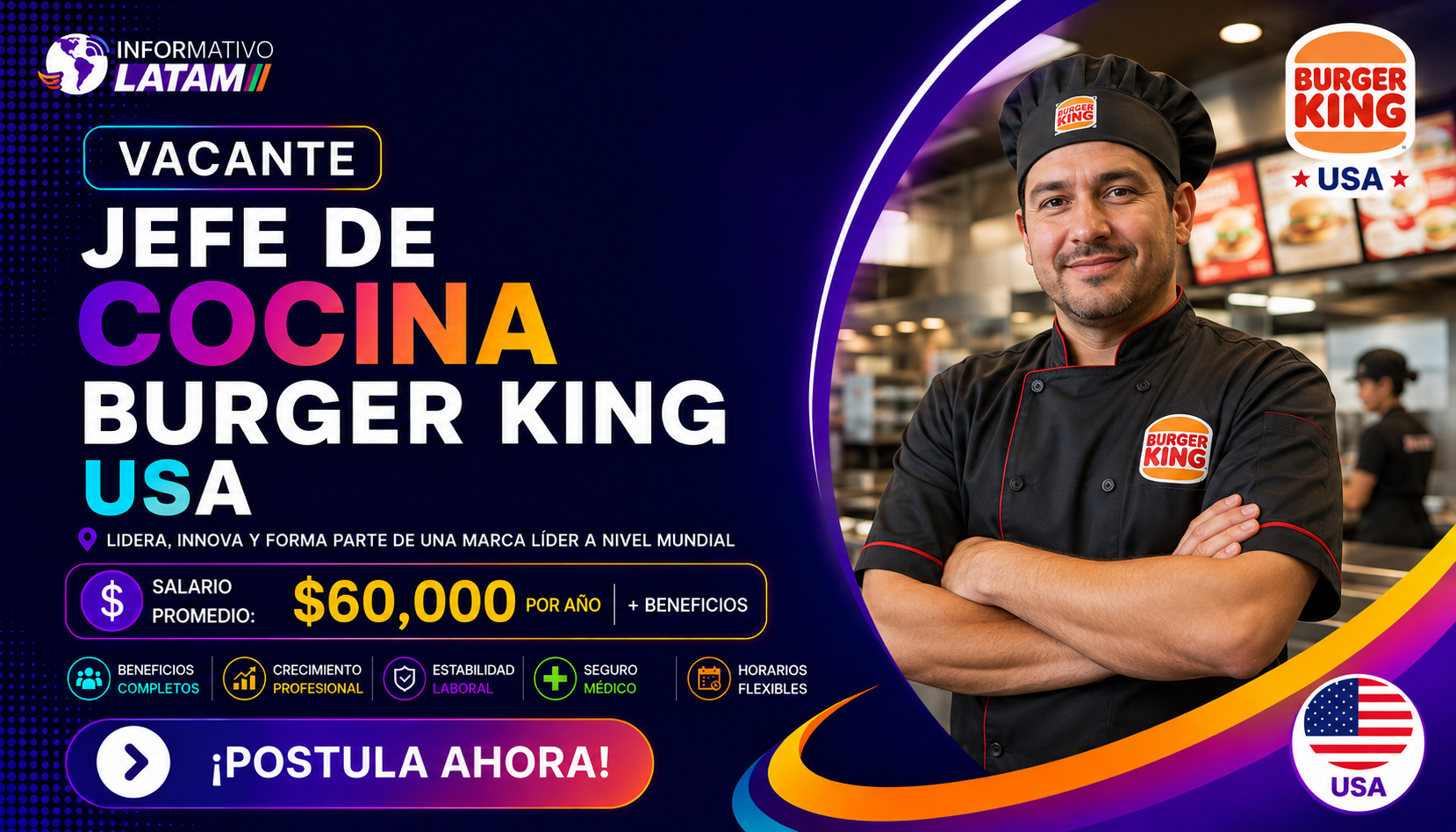 Vacante Jefe de Cocina Burger King USA